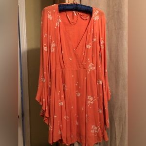 Free People coral size 12 embroidered dress
